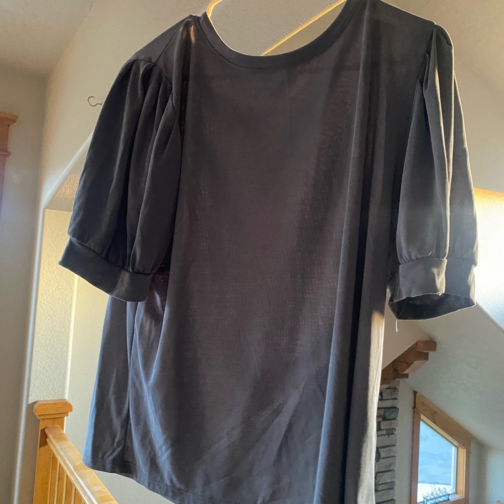 Grey Puff Sleeve Blouse